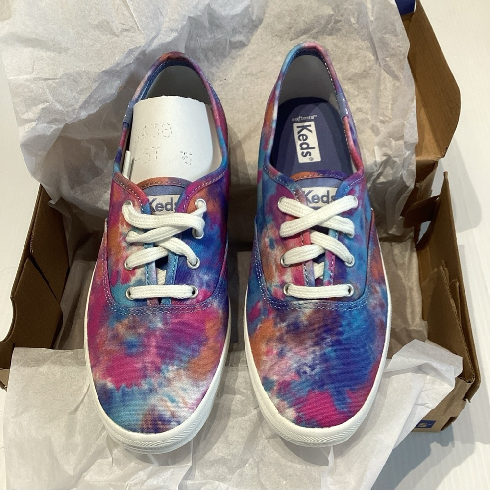 Keds Champion Blue Pink Tie Dye Lace Up Womens Sz 7 Sneakers Shoes WF65877